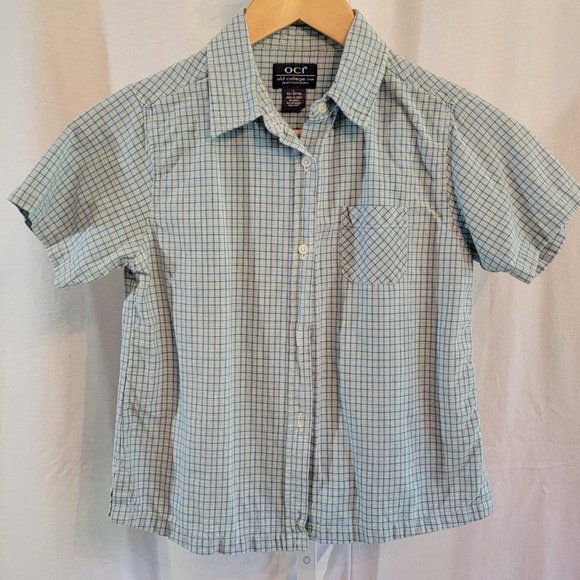 Old College inn Jean Company Light Blue Plaid Girls top Size Large - Picture 2 of 5
